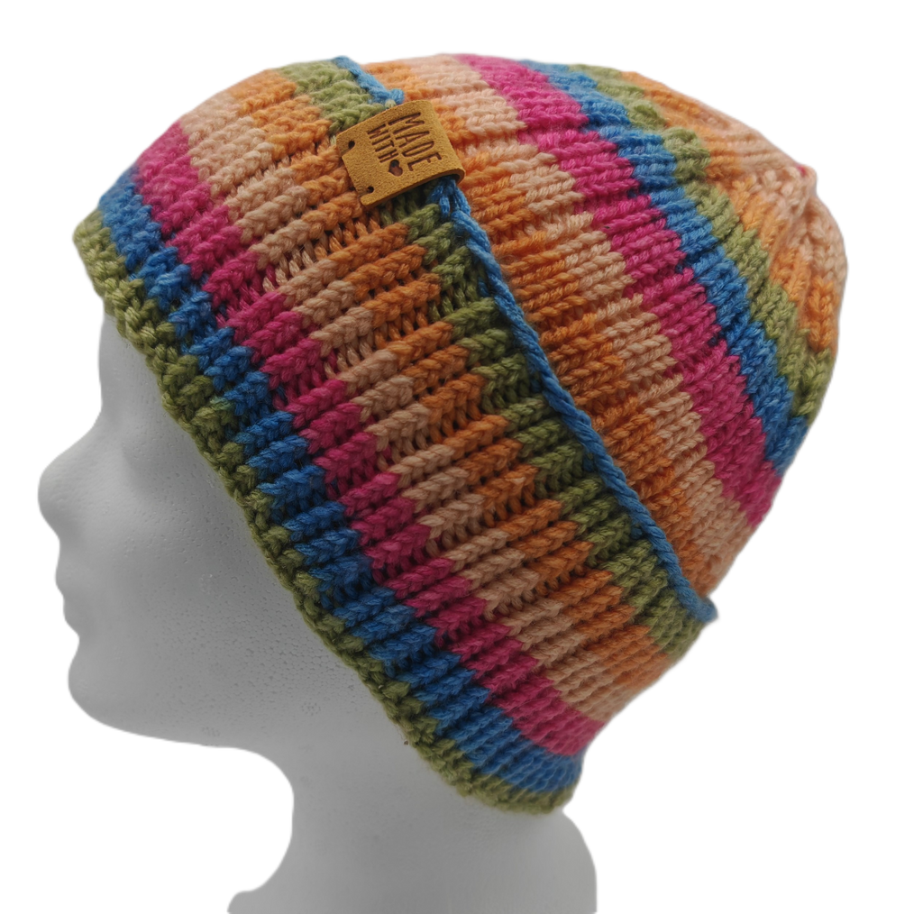 Bunte handgestrickte Kindermütze | Warme Beanie für Kinder