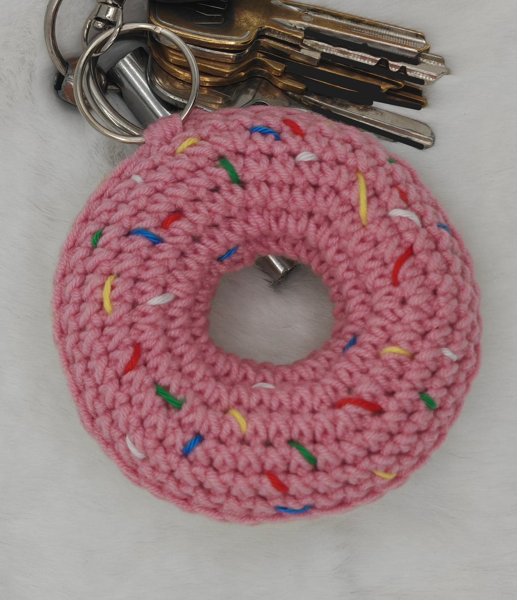 Handgemachter Amigurumi Donut Schlüsselanhänger bunt