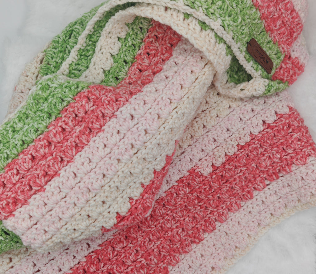 Gehäkelte gestreifte Decke | Handgemachte Kuscheldecke & Wohnaccessoire | Boho Deko