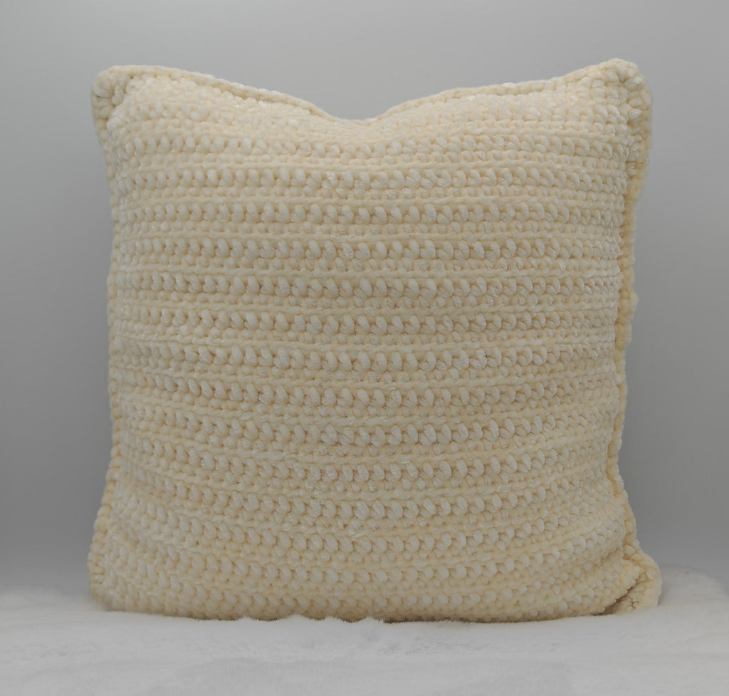 Gehäkeltes Kissen handgemacht | Boho Dekokissen mit Streifen | Wohnaccessoire in Naturtönen
