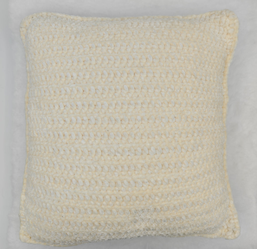 Gehäkeltes Kissen handgemacht | Boho Dekokissen mit Streifen | Wohnaccessoire in Naturtönen