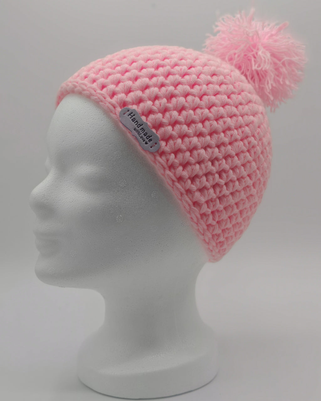 Gehäkeltes Baby- & Kinderset | Mütze mit Bommel & Schal | Rosa | Handgemacht