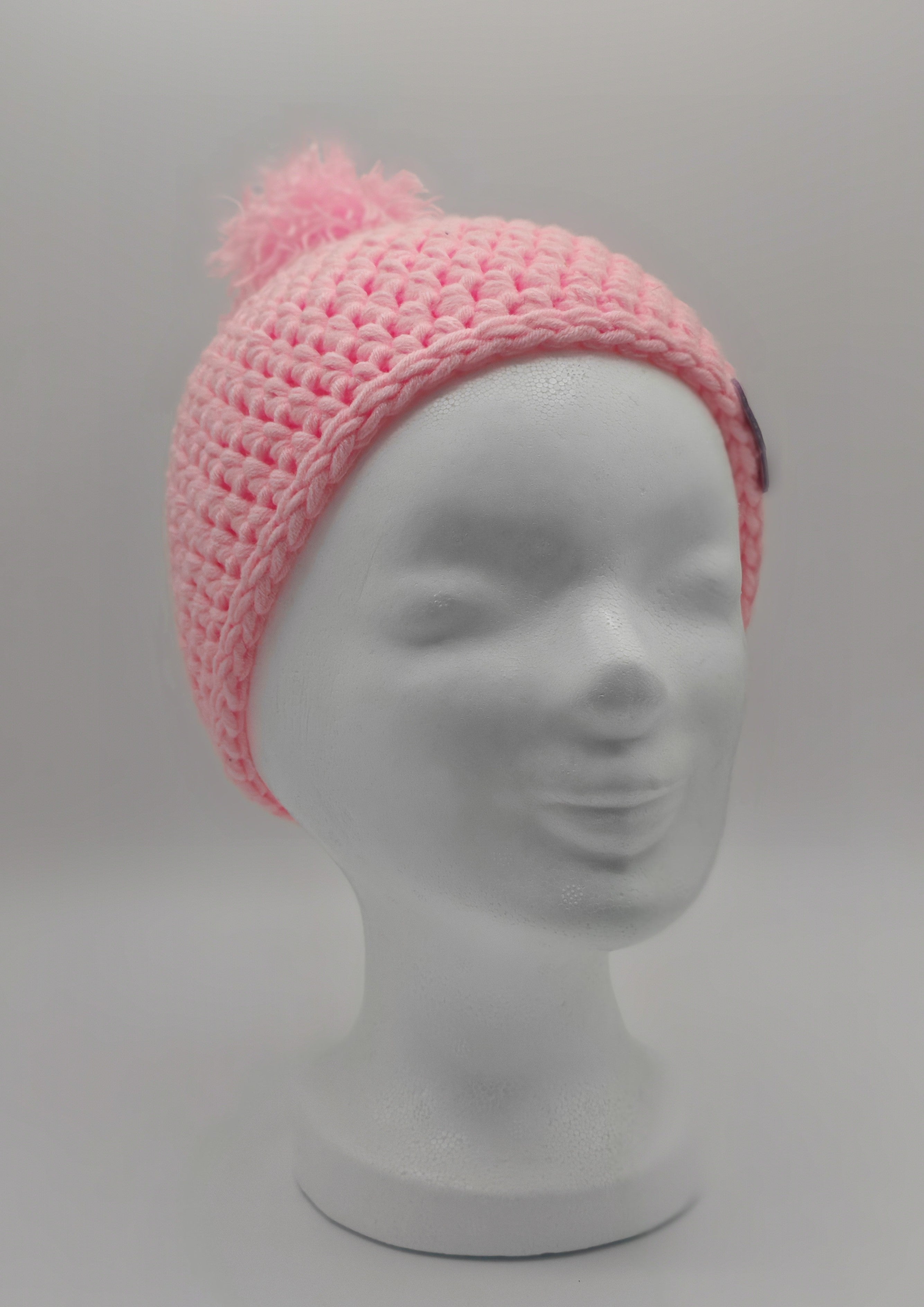 Gehäkeltes Baby- & Kinderset | Mütze mit Bommel & Schal | Rosa | Handgemacht