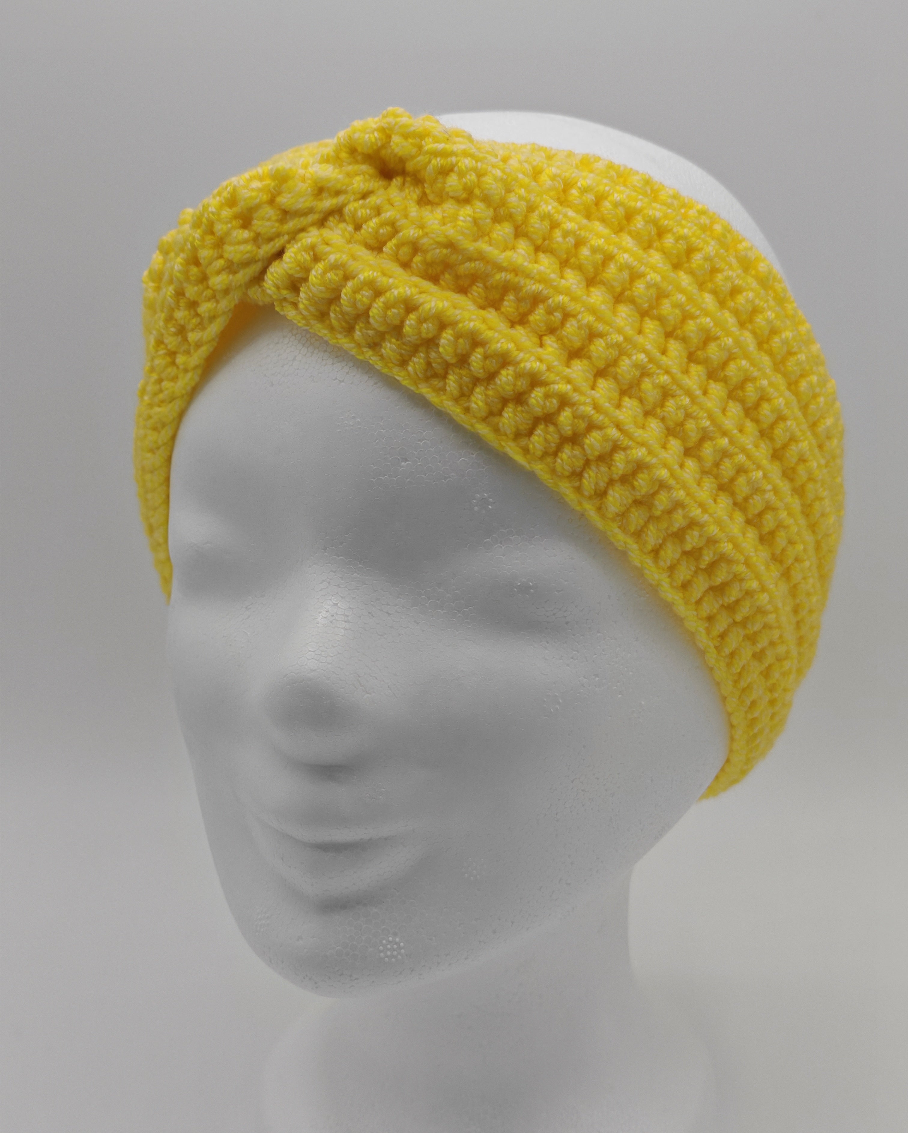 Gehäkeltes Stirnband mit Knoten – Gelb | Handgemachtes Stirnband für Damen