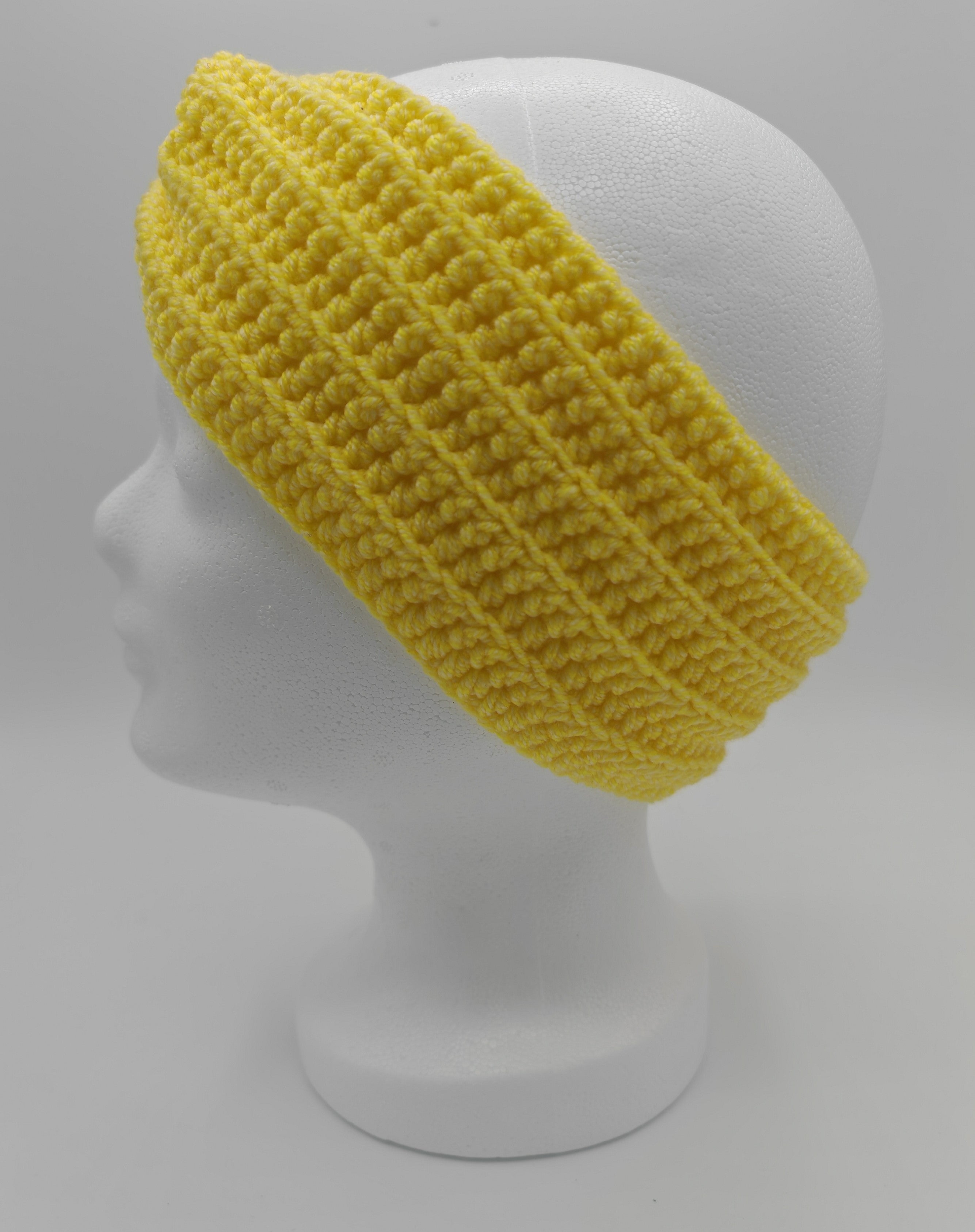 Gehäkeltes Stirnband mit Knoten – Gelb | Handgemachtes Stirnband für Damen