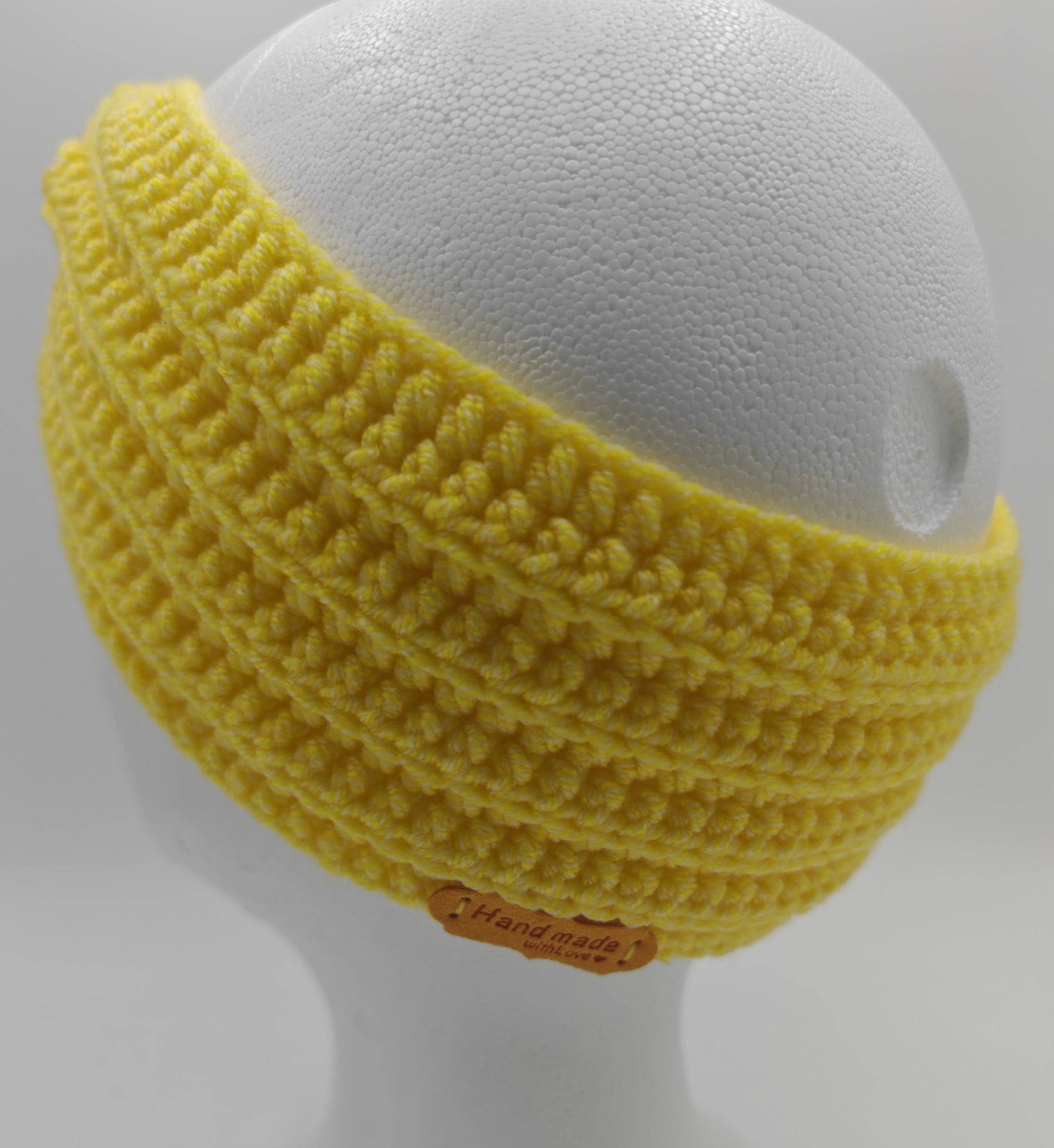 Gehäkeltes Stirnband mit Knoten – Gelb | Handgemachtes Stirnband für Damen