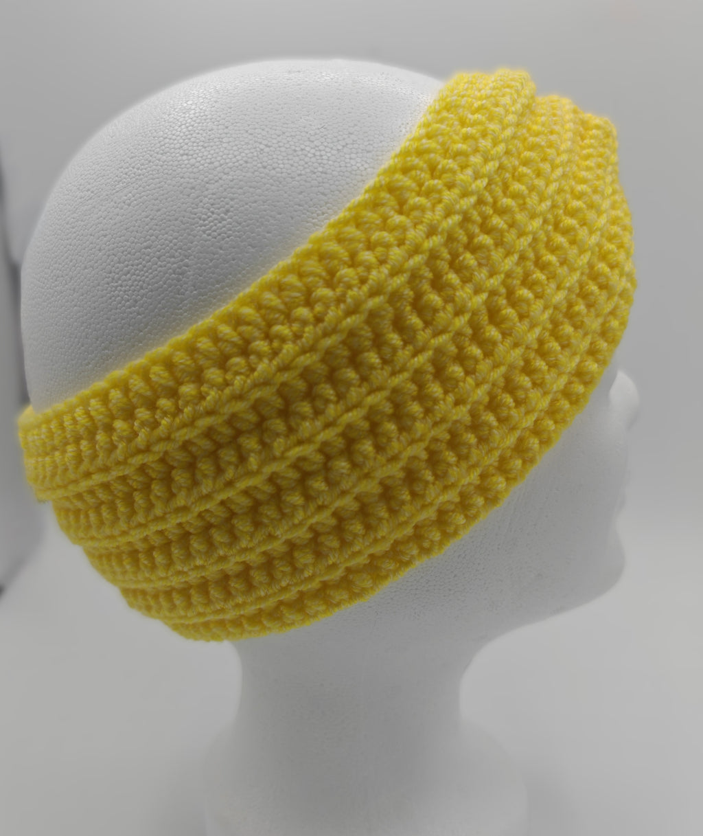 Gehäkeltes Stirnband mit Knoten – Gelb | Handgemachtes Stirnband für Damen