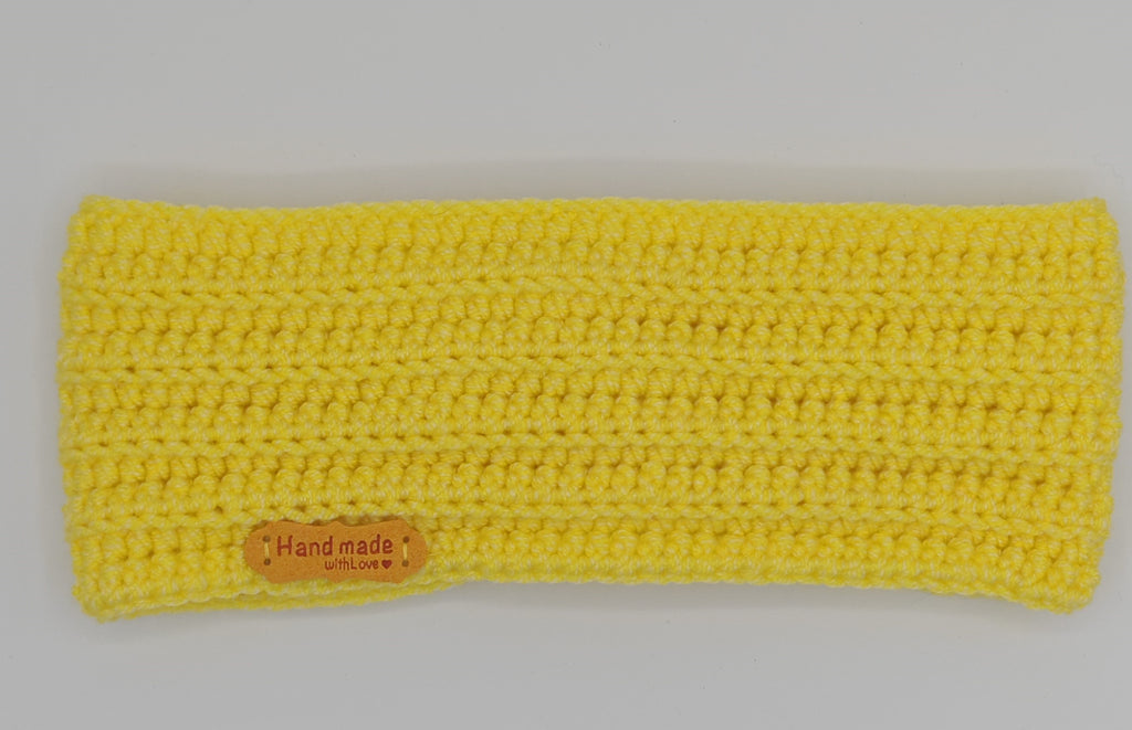 Gehäkeltes Stirnband mit Knoten – Gelb | Handgemachtes Stirnband für Damen