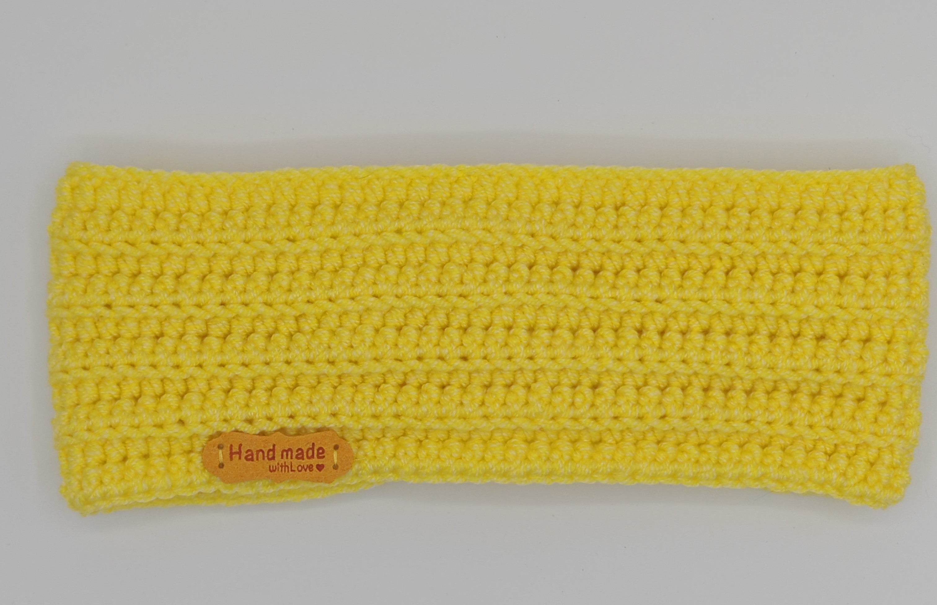 Gehäkeltes Stirnband mit Knoten – Gelb | Handgemachtes Stirnband für Damen