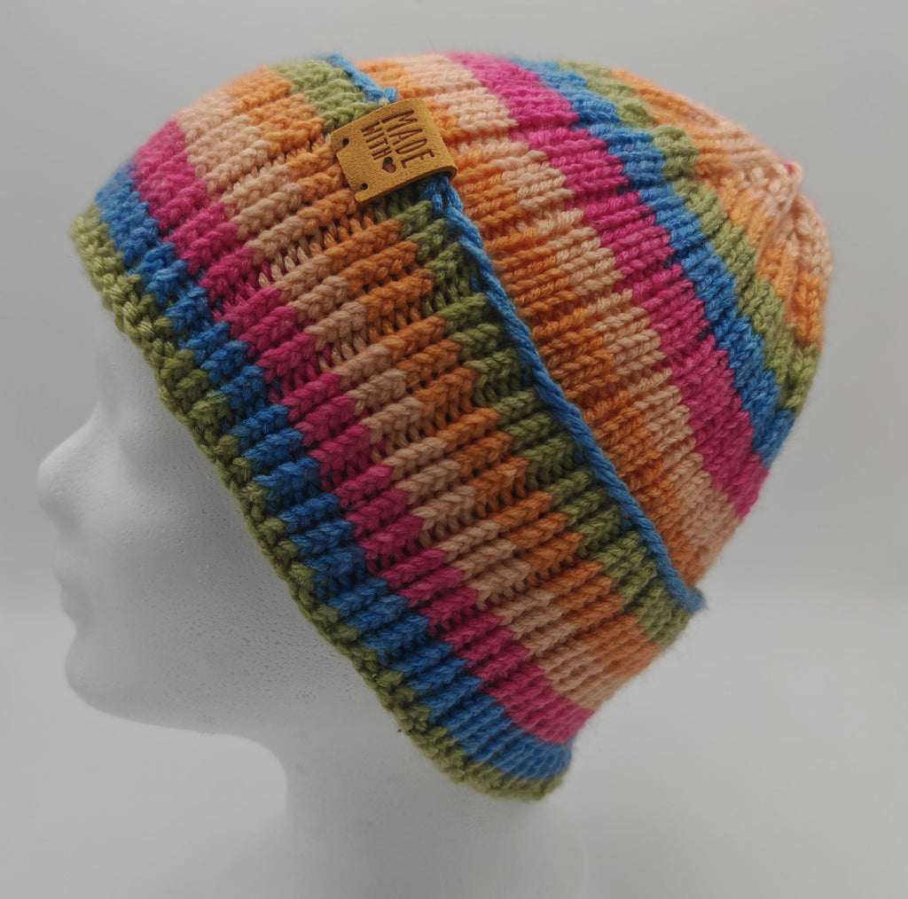 Bunte handgestrickte Kindermütze | Warme Beanie für Kinder