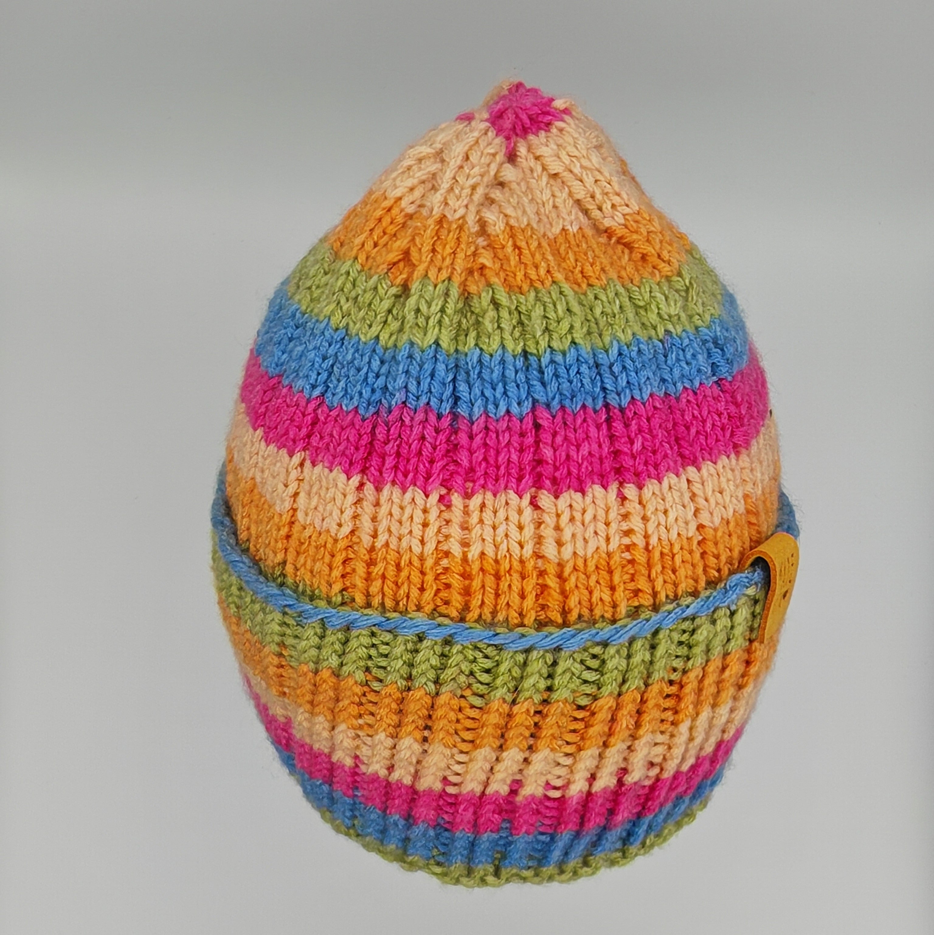 Bunte handgestrickte Kindermütze | Warme Beanie für Kinder