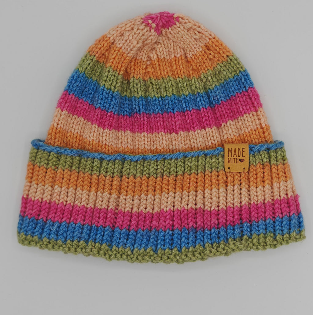 Bunte handgestrickte Kindermütze | Warme Beanie für Kinder