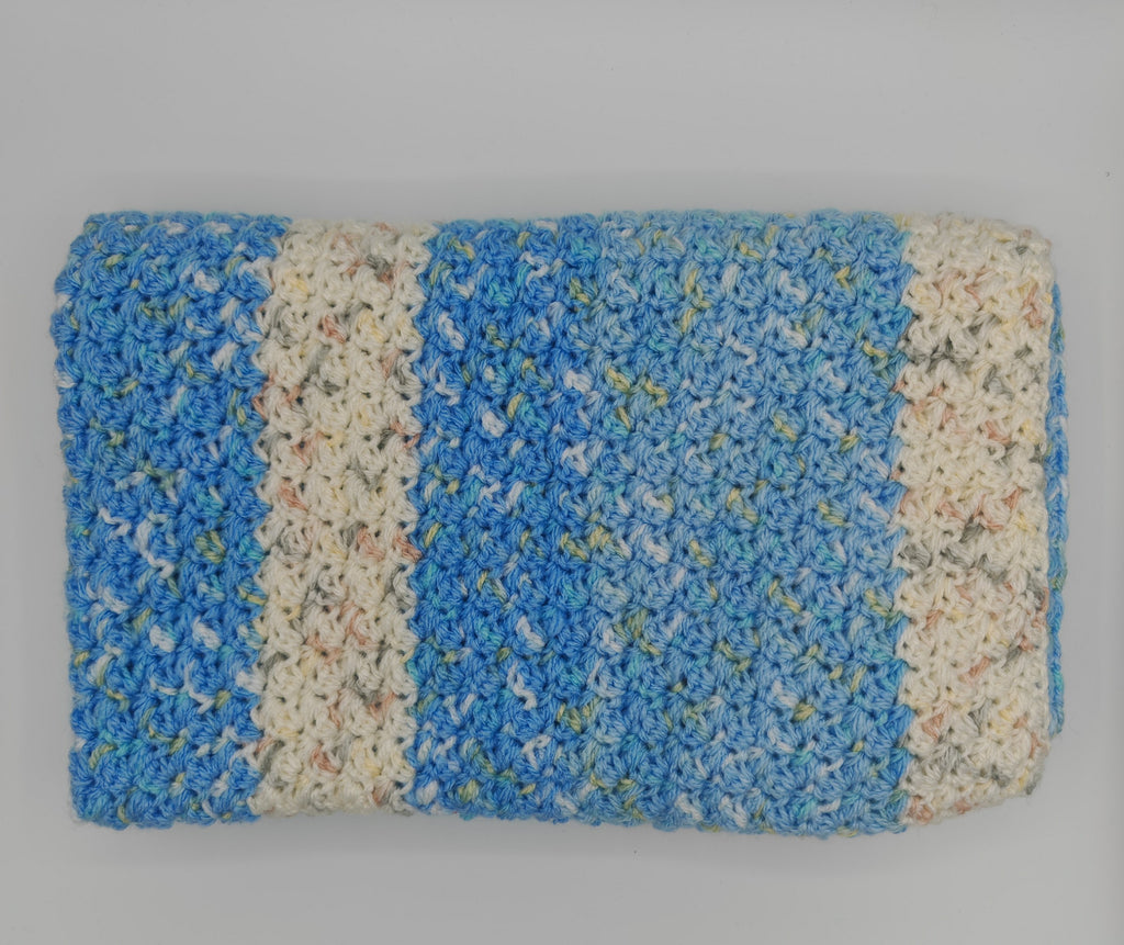 Handgehäkeltes Kissen- & Decken-Set Blau | Struktur Häkeldecke mit Kissen | Handmade Wohnaccessoire | Sofadecke Set Unikat