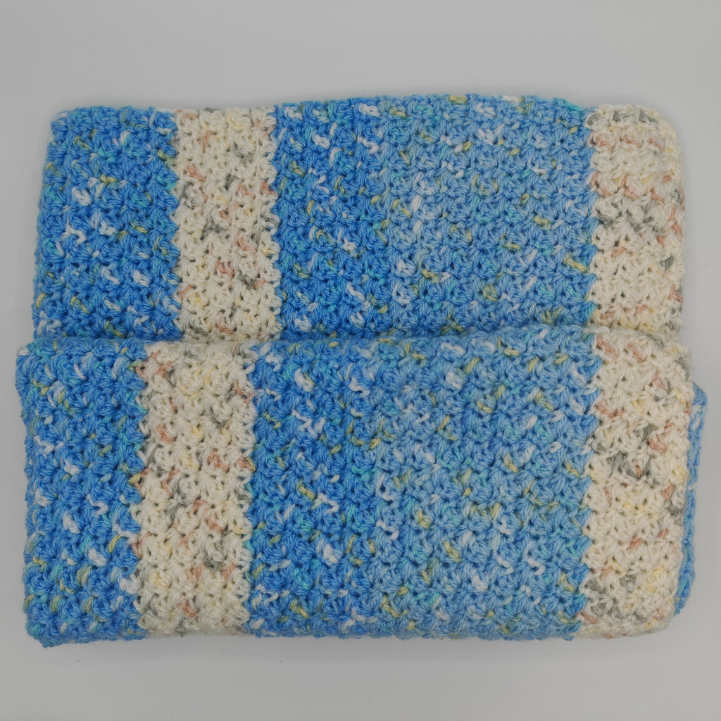 Handgehäkeltes Kissen- & Decken-Set Blau | Struktur Häkeldecke mit Kissen | Handmade Wohnaccessoire | Sofadecke Set Unikat