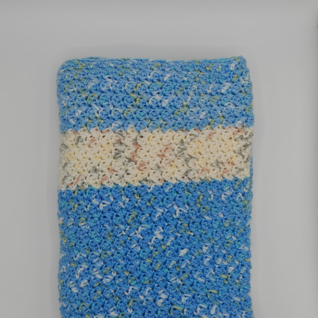 Handgehäkeltes Kissen- & Decken-Set Blau | Struktur Häkeldecke mit Kissen | Handmade Wohnaccessoire | Sofadecke Set Unikat