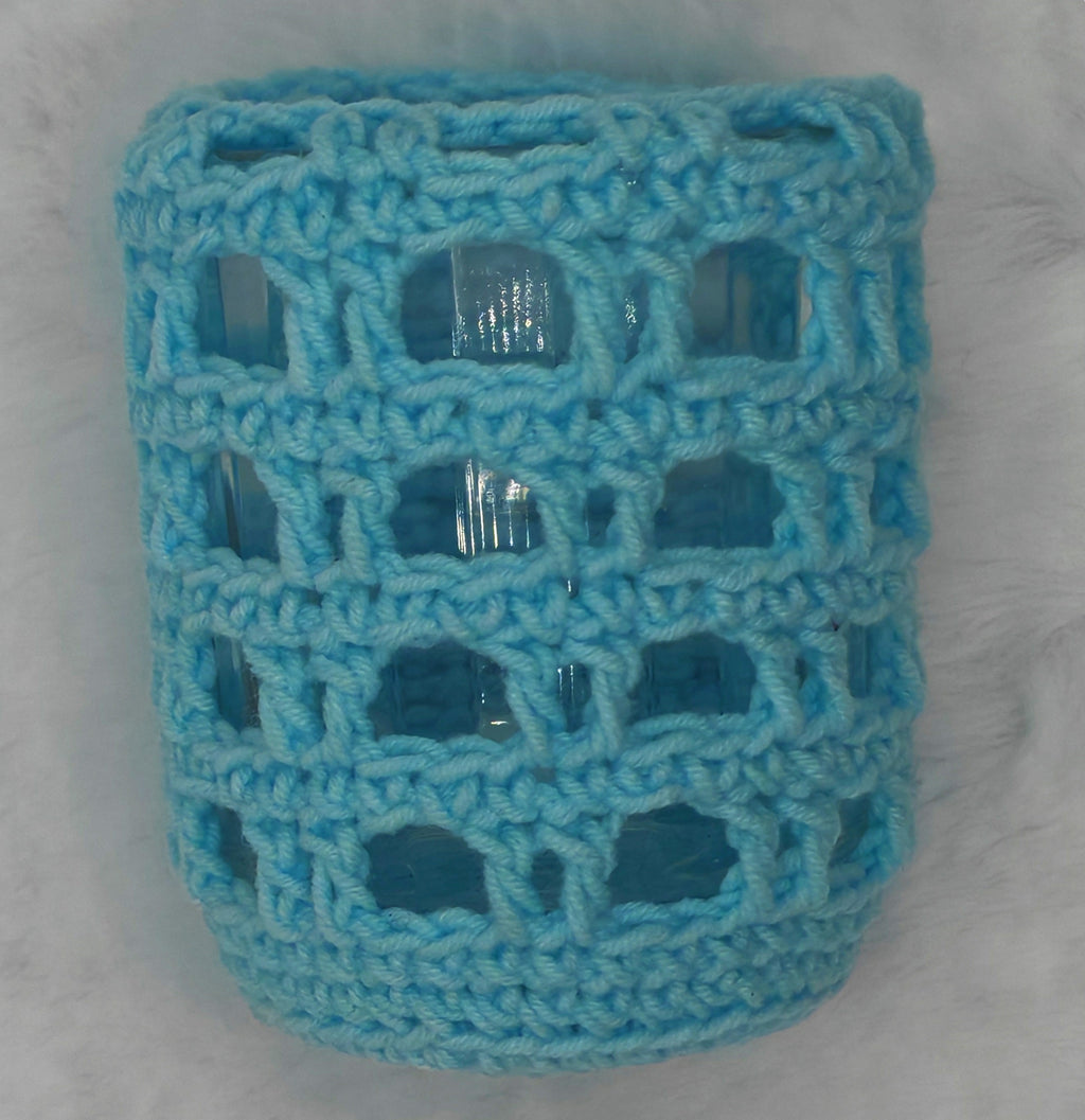 Gehäkeltes Windlicht aus Glas | Handgemachter Teelichthalter im Boho Stil | Deko in verschiedenen Farben