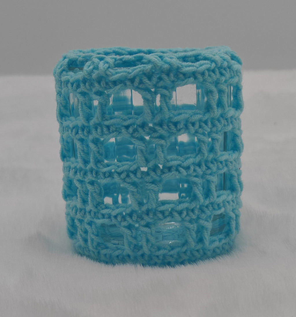 Gehäkeltes Windlicht aus Glas | Handgemachter Teelichthalter im Boho Stil | Deko in verschiedenen Farben