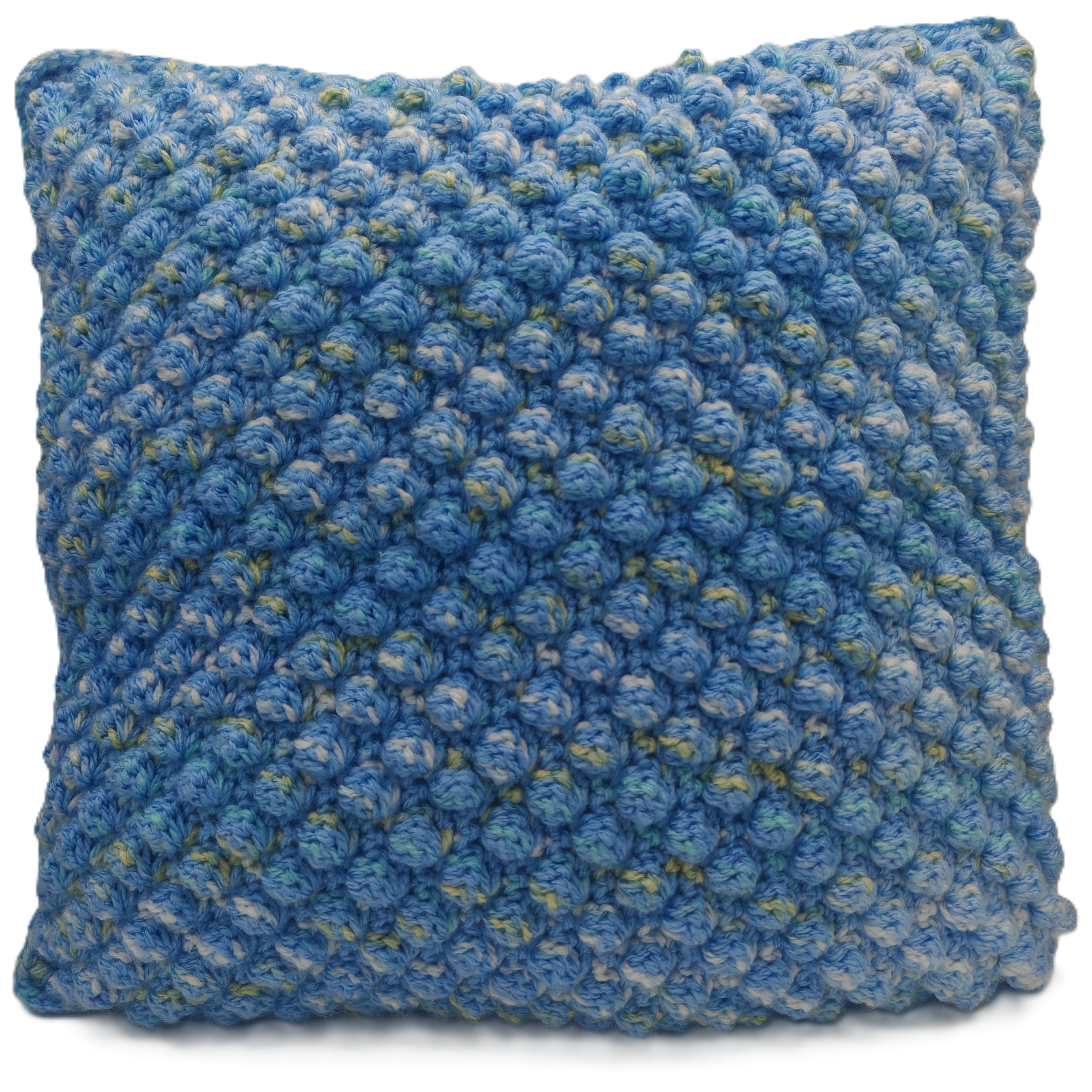 Handgehäkeltes Kissen- & Decken-Set Blau | Struktur Häkeldecke mit Kissen | Handmade Wohnaccessoire | Sofadecke Set Unikat