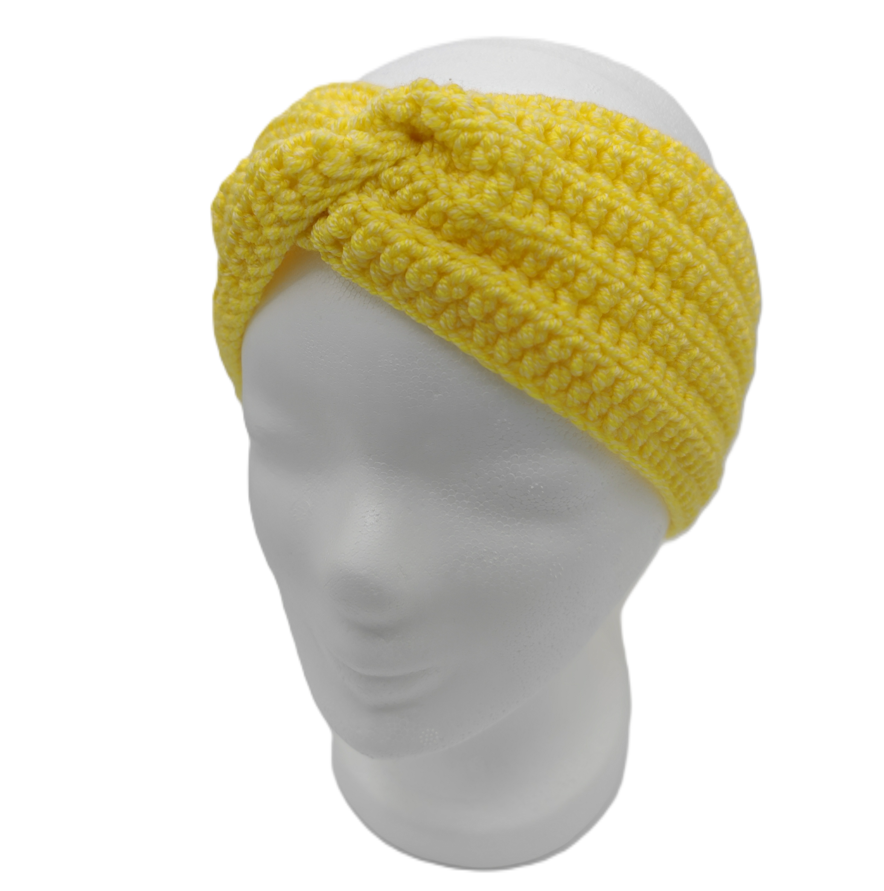 Gehäkeltes Stirnband mit Knoten – Gelb | Handgemachtes Stirnband für Damen