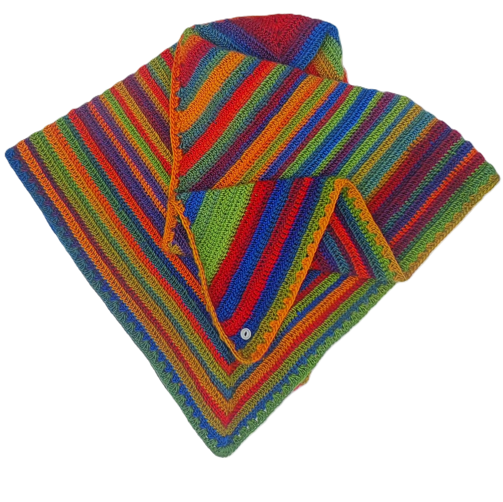 Handgehäkeltes Regenbogen Dreieckstuch – Unikat | Boho Häkeltuch