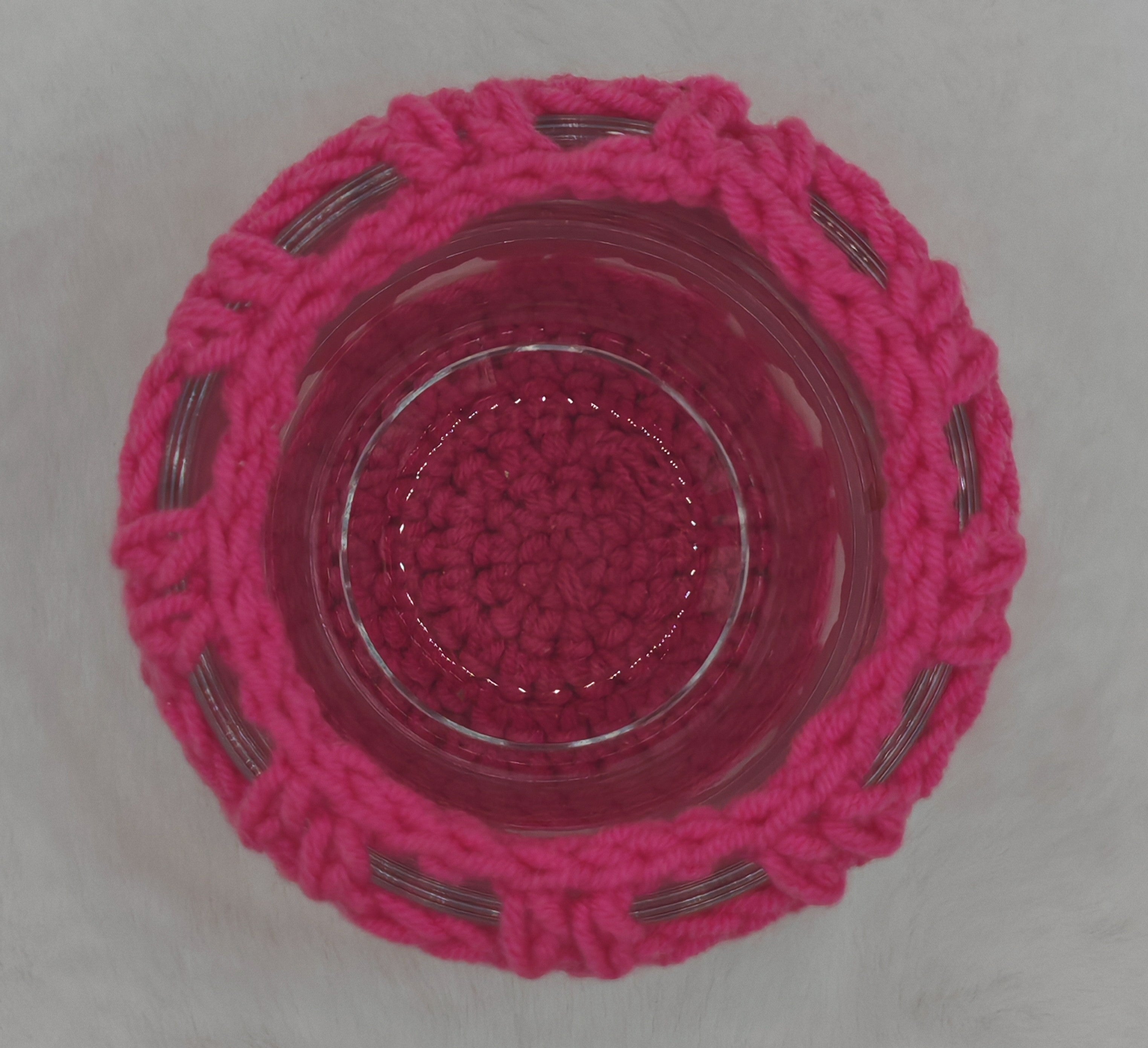 Gehäkeltes Windlicht aus Glas | Handgemachter Teelichthalter im Boho Stil | Deko in verschiedenen Farben