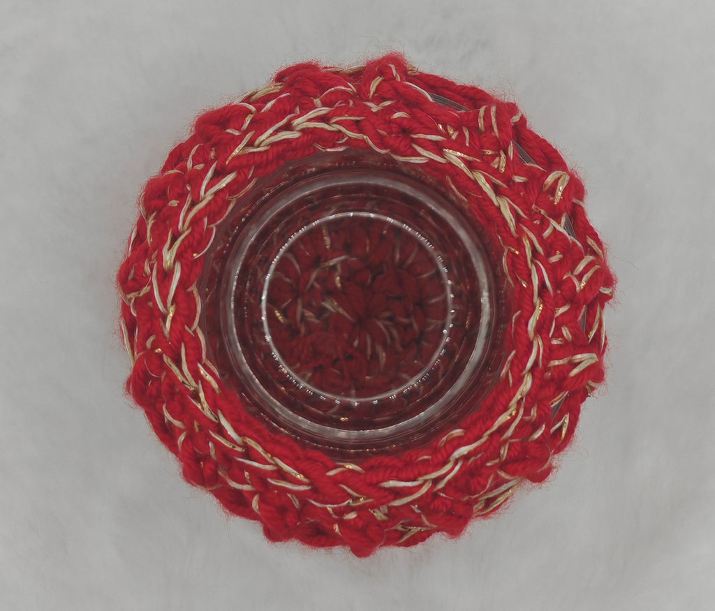 Gehäkeltes Windlicht aus Glas | Handgemachter Teelichthalter im Boho Stil | Deko in verschiedenen Farben